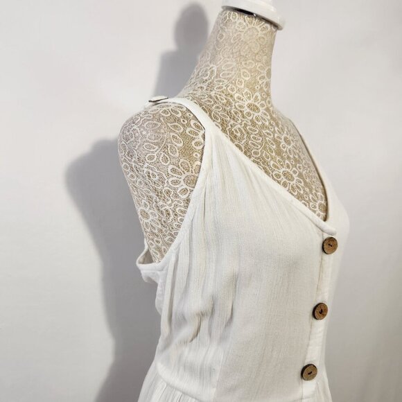 Carol Rose Women's Size S/M White Sleeveless Gauze Button Front Maxie Dress Boho - Picture 6 of 15